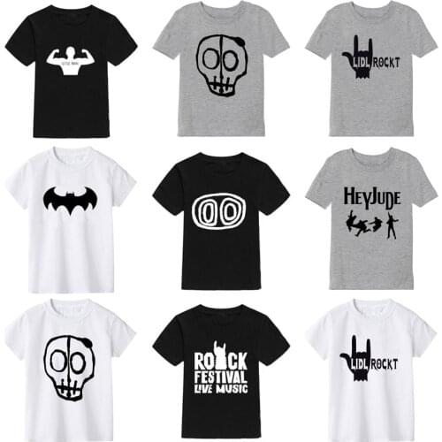 Little Man Print Boy T Shirt Summer Cotton Skull Casual Childrens T-Shirt 2021 New Short Sleeved Girl Shirt Children Clothes