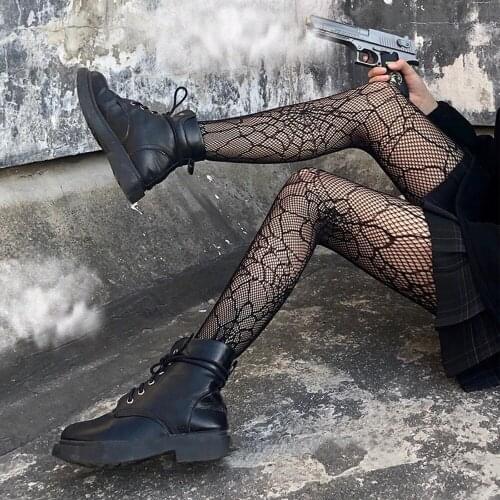 Dark Wind Pantyhose G Sexy Fishnet Black Silk Spider Web Stockings Spring and Autumn Thin Pattern Bottoming Tights Pantyhose Ins