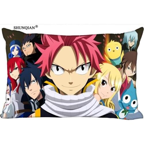 Hot Custom Fairy Tail Rectangular Pillowcase Home Bedroom Living Room Silk Pillowcase Two Sides Printing More Size