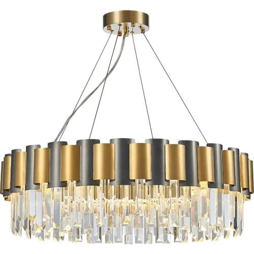 New crystal chandelier round gold + black decorative light creative luxury home lighting LED chandelier