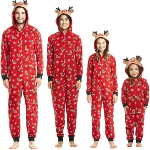 New Family Pajamas 2020 Christmas Adult Kid Baby Family Outfits Pajamas Deer Print Romper Family Matching Jumpsuit