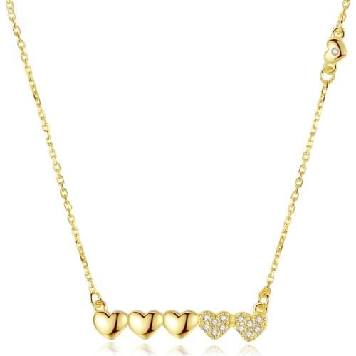 MetJakt S925 Sterling Silver 18K Real Gold Plating Peach Heart Fashion Personality Ladies Clavicle Necklace