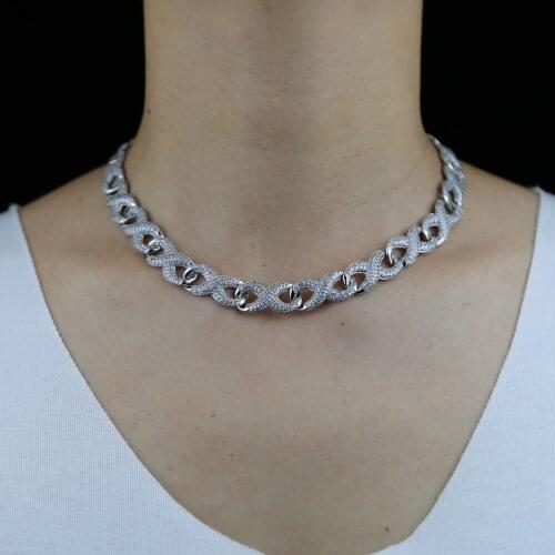 New arrived 5A cz paved heavy wide inifity charm pendant necklace with gold silver plated women hip hop punk jewelry wholesale