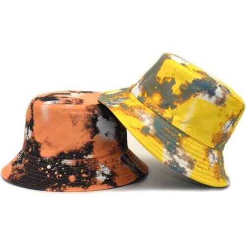 2021 New 4 Colors Women Man Hat Summer Autumn Panama Unisex Sun Hat Tie-dyed Lady Bucket Hat Women Cap for Girls Outdoor Caps