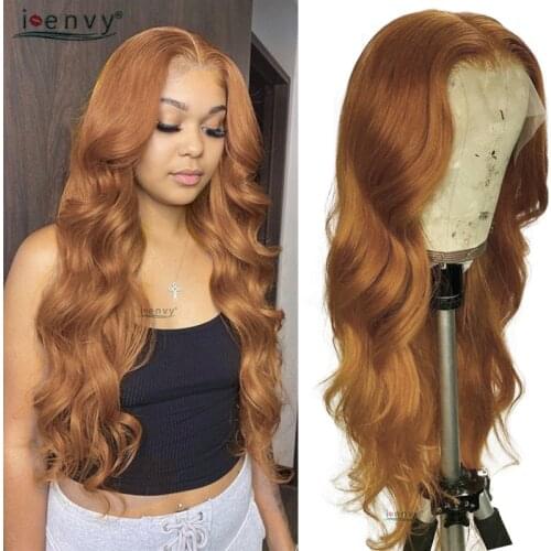 Blonde Highlight Lace Front Human Hair Wigs Body Wave Transparent Lace Frontal Wigs Peruvian Ginger Lace Front Wigs Orange Remy