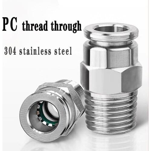 PC 304 stainless steel external thread pneumatic quick coupling 1/8" 1/4" 3/8" 1/2" BSP external thread trachea hose connector