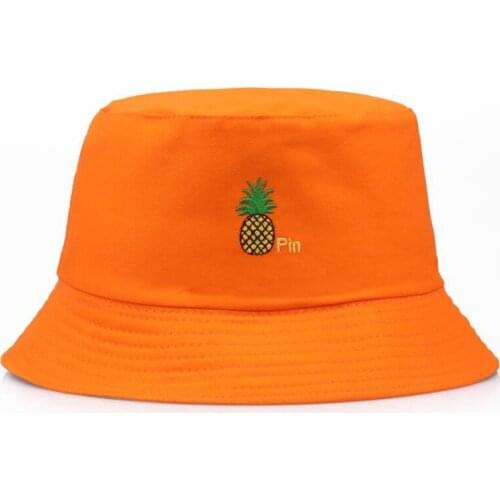 Casual Men Women Pineapple Bucket Hat Hip Hop Fisherman Panama Hats Embroidery Cotton Outdoor Summer Bob Visor Bucket Cap