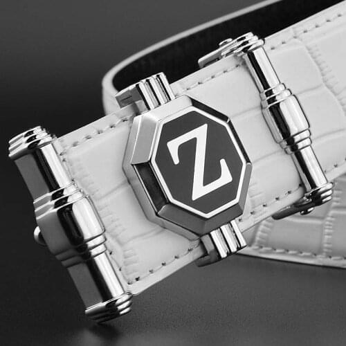 Luxury Brand-Name Casual White Belt Male Z Letter Mens Belt Leather Designer Belt Cowhide Fashion Belt