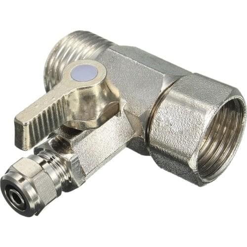 RO Feed Water Adapter 1/2" to 1/4" Ball Valve Faucet Tap Feed Reverse Osmosis Silver