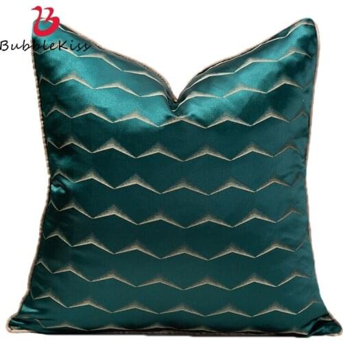 Bubble Kiss Luxury Cushion Cover Abstract Geometric Jacquard Pillowcase Decorative Home Hotel Sofa Blackish Green Cushion Cover