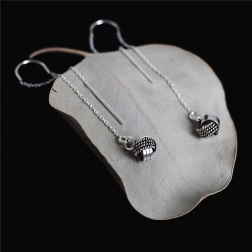Knitting wool ball ear line earrings 100% 925 Sterling silver Jewelry fashion Hypoallergenic dangle earrings for women gift