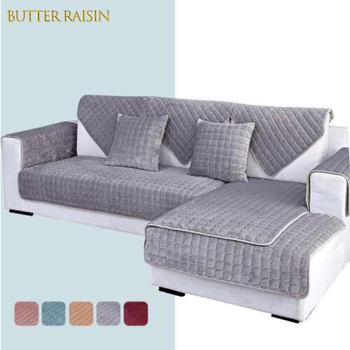 Modern Crystal Velvet Sofa Cover Non-slip Sofa Covers For Living Room Chaise Cushion Thicken Plush Solid Color Covers For Sofas