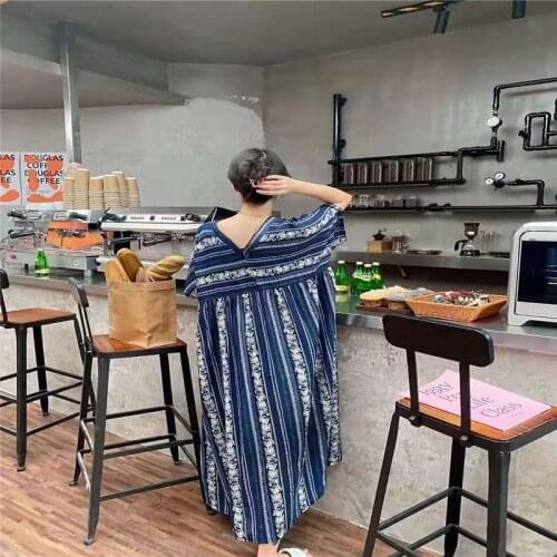 Retro Folk Style V-neck Loose Dress