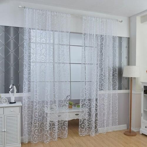 95X200CM Window Tulle Curtains For Bedroom Living Room Decor 8 Colors Printed Pattern Sheer Curtains Gordijnen