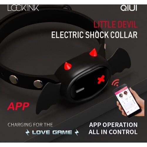 QIUI APP Remote Electric Shock Collar Devil Restraint Multiple Modes Stimulate SM Slave Sex love Adult Erotic Toys for Couples
