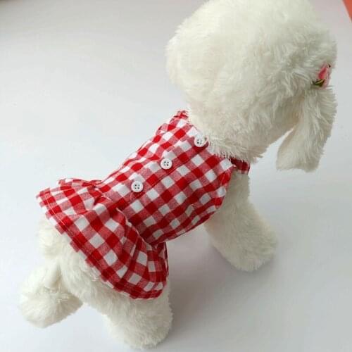 Spring Summer New Puppy Dog Dress Cotton Plaid Pet Dresses for Small Dogs Yorkshire Maltese Cat Skirt Pets Clothes