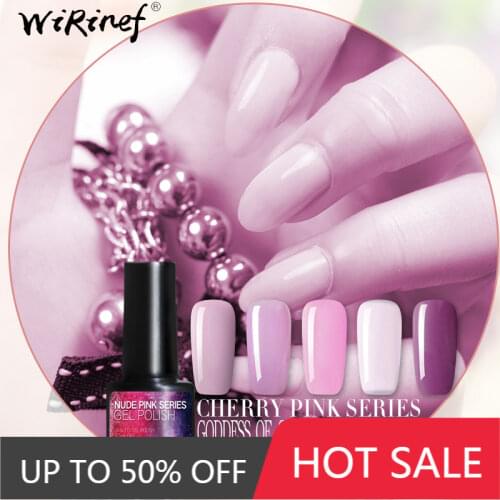 WiRinef 1pcs Nude Pink Color Series Gel UV Professional Nail Polish UV LED Soak-Off Long Lasting Gel Nail Varnish