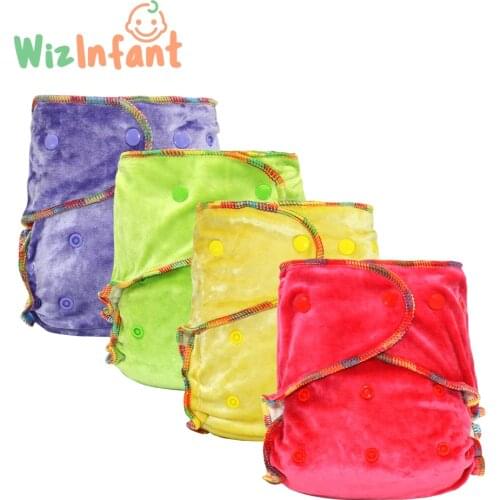 Wizinfant Bamboo Velour Fitted Cloth Diaper Eco-Friendly Reusable Heavy Wetter AI2 Baby AIO Diaper Washable