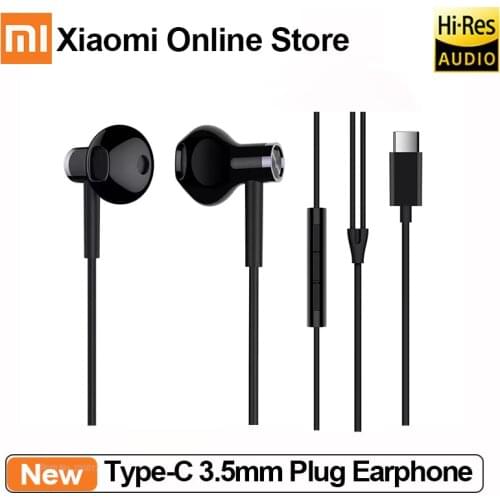 Xiaomi Mi USB Type-C Earphone 3.5mm Plug Half In-Ear Earphone Wired Control Volume MEMS Microphone Dual Driver Earphones