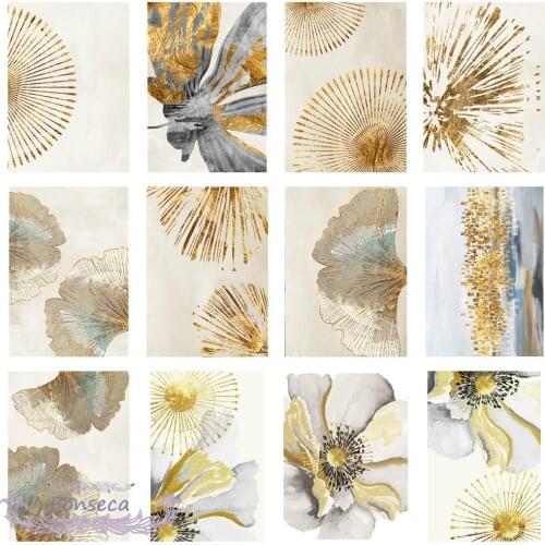 Yellow Ginkgo Flower Canvas Painting Abstract Pattern Print Poster Wall Art Decoration Modern Entrance Living Room Home Decor