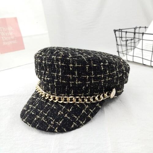 Lady Brand Chain Beret Hat Caps For Women Baseball Cap Fashionable Womens Cotton Hat Outdoor Sun Hat Winter Warm Hat