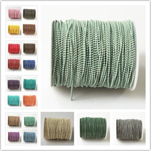 1roll Ball Shimmer Chain On Brass, 21Colors,1.5mm Bracelet Necklace Ball Chain,Tassel Chain,Anti-Tarnihs, Top Quality 100Yards