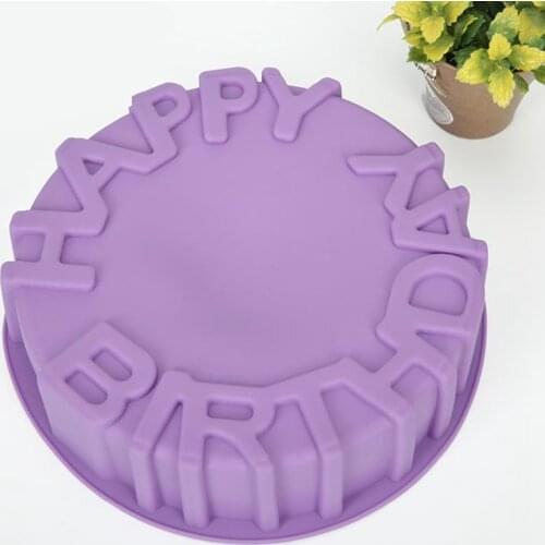 1pc 3D Random Color Food Grade Silicone Happy Birthday Flower Spiral Cake Mold DIY Creative Cake Mold Kitchen Baking Tools