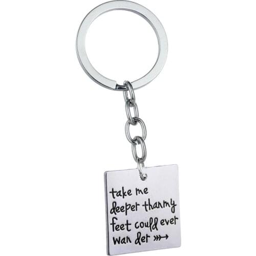 36PC Take Me Deeper Than My Feet Could Ever Wander Arrow Keyrings Square Pendant Charm Keychains Christian Jewelry Baptism Gifts