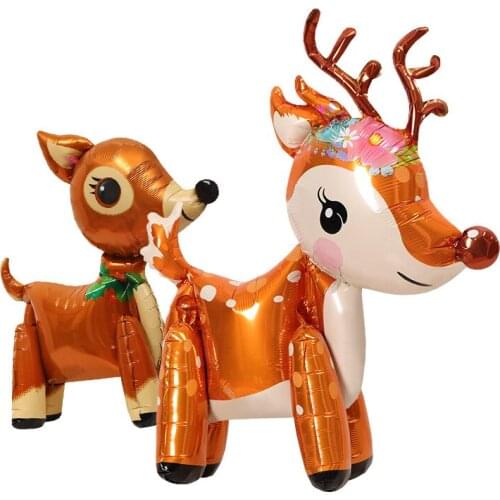 3D Christmas Inflatable Elk Balloon Cute Deer Ballon Merry Christmas Decor For Home 2021 Happy New Year Kids Naviidad Gifts Favo