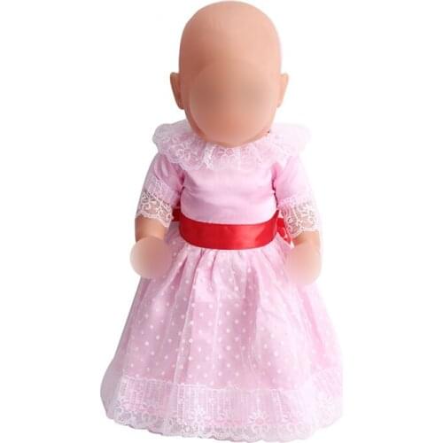 43 cm baby dolls dress newborn Princess pink evening gown Baby toys skirt fit American 18 inch Girls doll f109