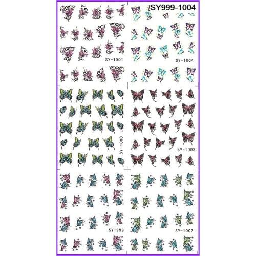 6 PACK/ LOT GLITTER WATER DECAL NAIL ART NAIL STICKER BUTTERFLY SY999-1004