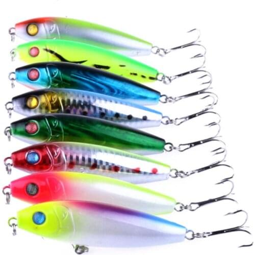 8cm 12g WAVES Fishing Pencil Lure Artificial Bass Sea Fishing 3D Eyes Hard Stickbait Floating Bait Topwater