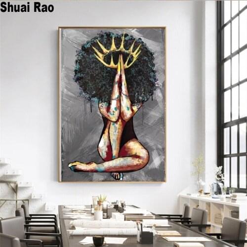 African women diamond mosaic 5d diy handmade full square round drill rhinestones of picture embroidery Portrait wall art