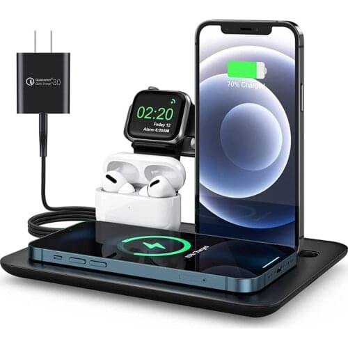 4 IN 1 Wireless Chargers For Iphone X 12 Pro MAX Samsung S21 Xiaomi 15W Fast Charger Station For Airpods Apple Watch 6 5 4 3 2 1
