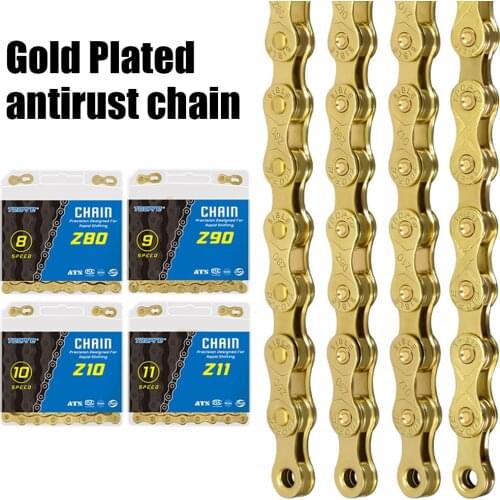 Bicycle Chain 8/9/10/11 Speed 116L Bicycle Chain Variable Speed Mountain MTB Road Bike Anti-rust Chains Gold Cycling Accessories