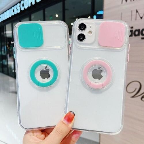 Holder Push Window Protect Camera Phone Case For iphone XR X XS MAX 11 12 Pro Max Phone Cover For iphone SE 7 8 Plus