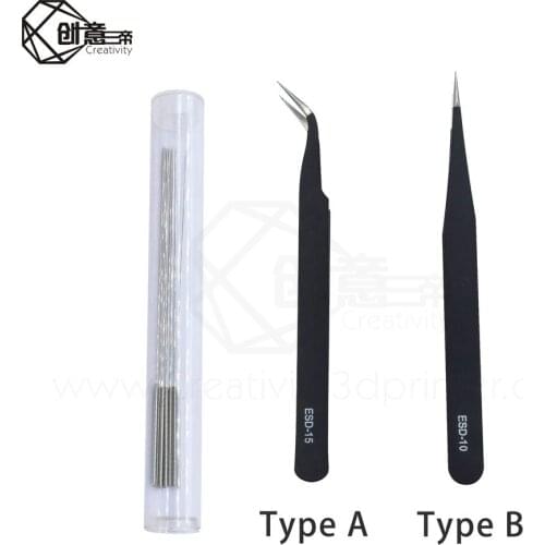 Creativity10 pcs / batch 3D printer accessories nozzle cleaning needle anti-static tweezers drill cleaner stainless steel needle