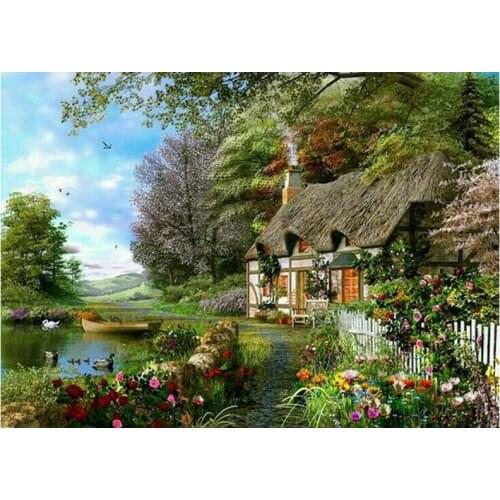 DPF DIY Forest cabin 5D crafts diamond mosaic full square home decor diamond embroidery diamond painting cross stitch needlework