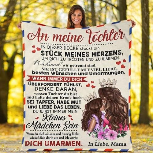 German Message Flannel Air Conditioning Blanket To My Daughter Kids Fleece Blanket For Girls Gifts 120x150/150X200/150X220cm