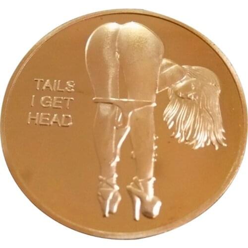 Hot Sale Sexy Woman Coin Get Tails Head! Adult Challenge Lucky Girl Commemorative Coins Collection Gold Challenge Coin
