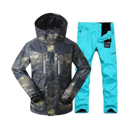 GSOU SNOW New Male Ski Suit Windbreak Warm Thickening Ski Jacket Ski Pants For Men Winter Waterproof Breathable Ski Clothing