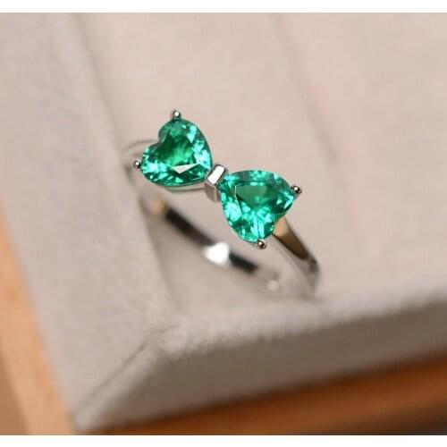 Fashion Green Crystal Knot Bow Rings For Women Party Wedding Ring on Finger Jewelry Accessories Size 5-11
