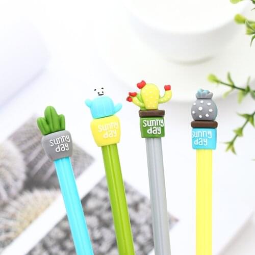 Creative Cute Cactus 0.5mm Black Ink Gel Pens Writing Office School Kids Girls Supplies Kawaii Korean Stationery