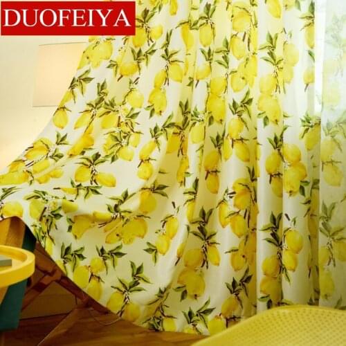 Fresh Yellow Lemon Print Kitchen Curtains for Childrens Bedroom Tulle Curtain For Living Room Cartoon Windows Drapes For kids