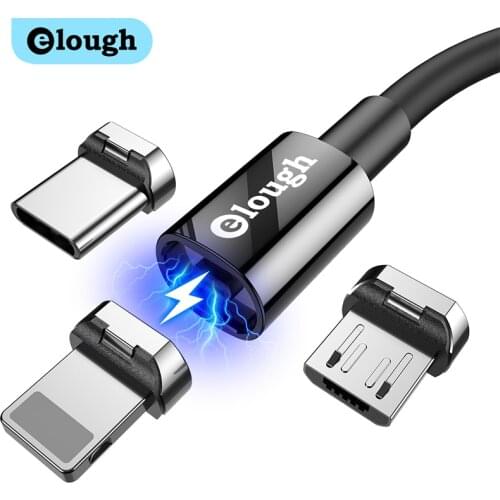 Elough USB Type C Magnetic Cable 3 in 1 2.4A Fast Charging Type C Micro Cable For iPhone 12 Xiaomi Huawei Magnet USB Wire Cord
