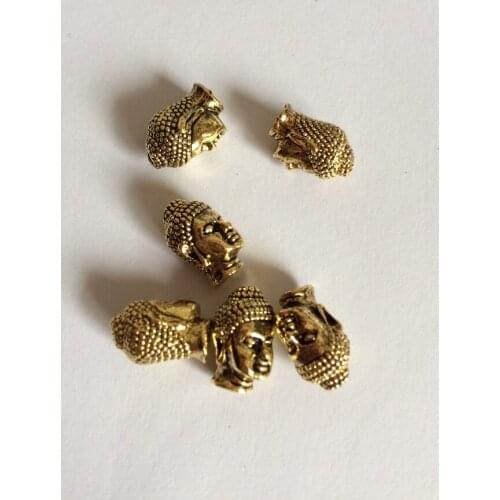 50pcs/lot Metal Charms for Jewelry DIY Making Antique gold or Antique silver Plated Buddha Head Beads Spacer Bead for bracelet