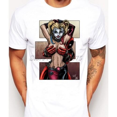 2019 Deadpool With Hot Lady Printed T-Shirt For Men Boy Novelty Mens round neck short sleeve T shirt Tops Fashion Tees