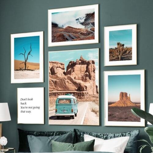 Wall Art Canvas Painting Rack Hill High Way Van Blue Sky Nordic Posters And Prints Wall Pictures For Living Room Home Decoration