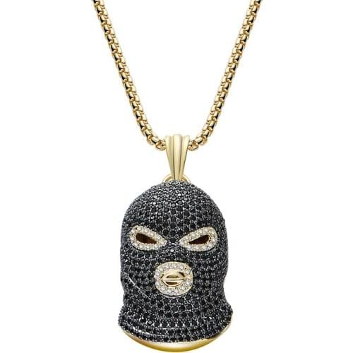Neutral Hip Hop Style Street Art Pendant Necklace Copper Zircon High Quality Jewelry Ornaments Kidnapped Masked Necklace