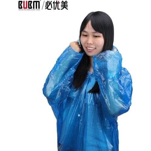 BUBM disposable raincoat blue purple yellow 6 pcs per bag travel accessories for climb tour
